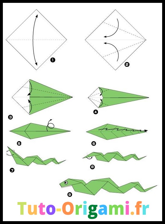 Serpent en Origami facile tutoriel gratuit