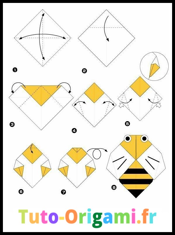 Tutoriel D'Abeille en origami niveau facile