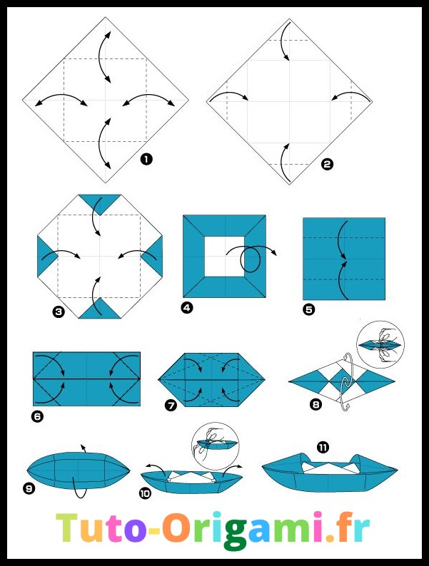 Tutoriel pour faire un canoë en origami