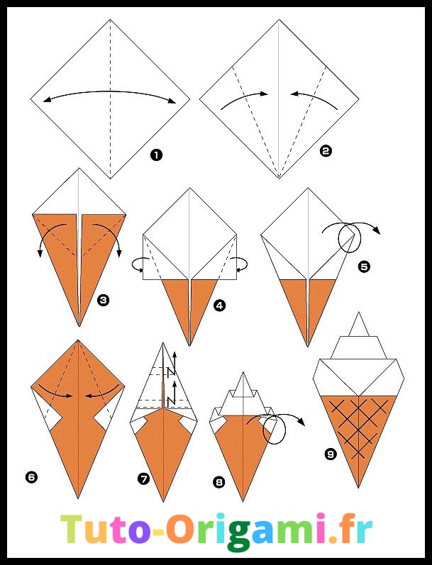 Glace en origami tutoriel facile et gratuit